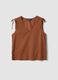 Brown pure cotton V-neck blouse, regular fit_4