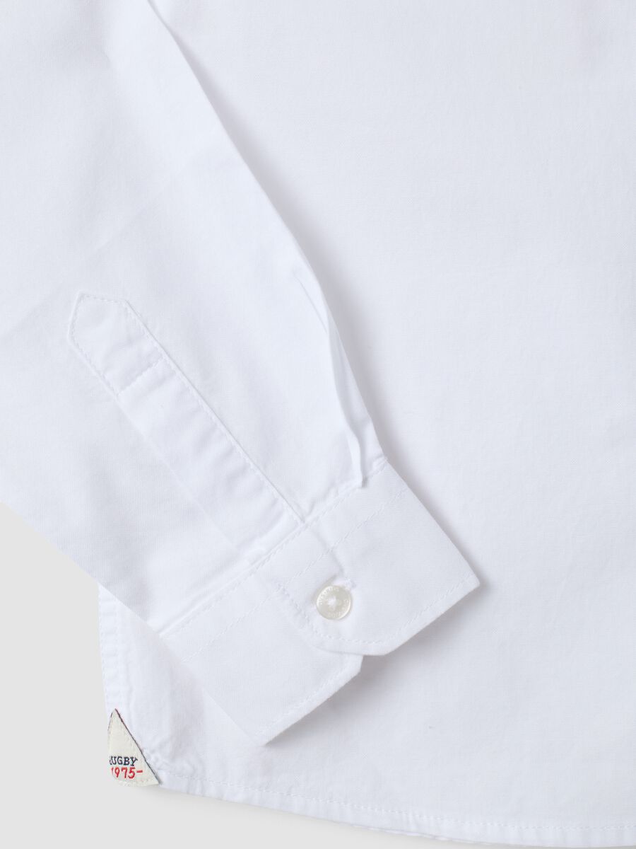 White pure cotton Oxford shirt with classic collar for boys_3