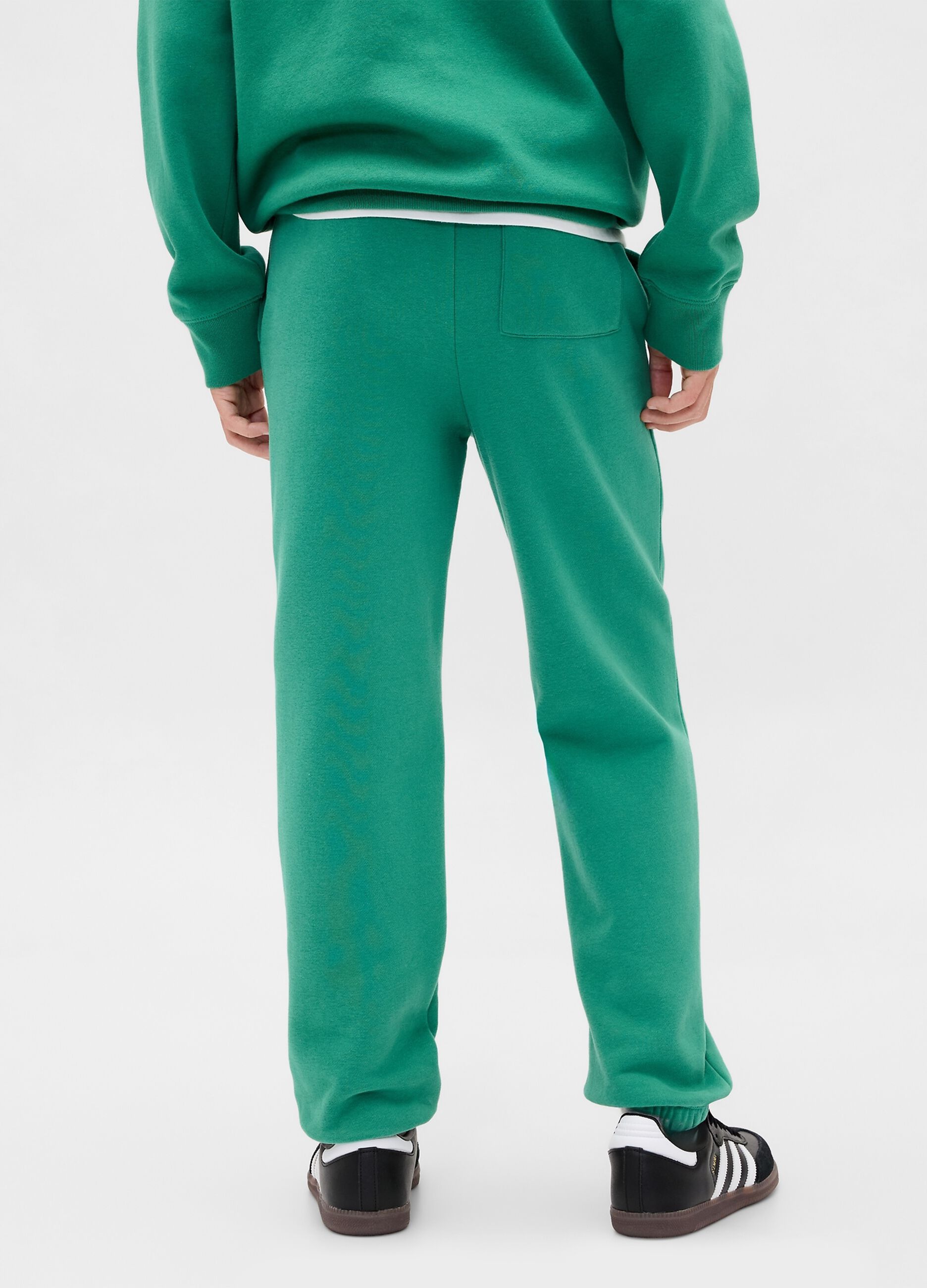 Green cotton blend trousers