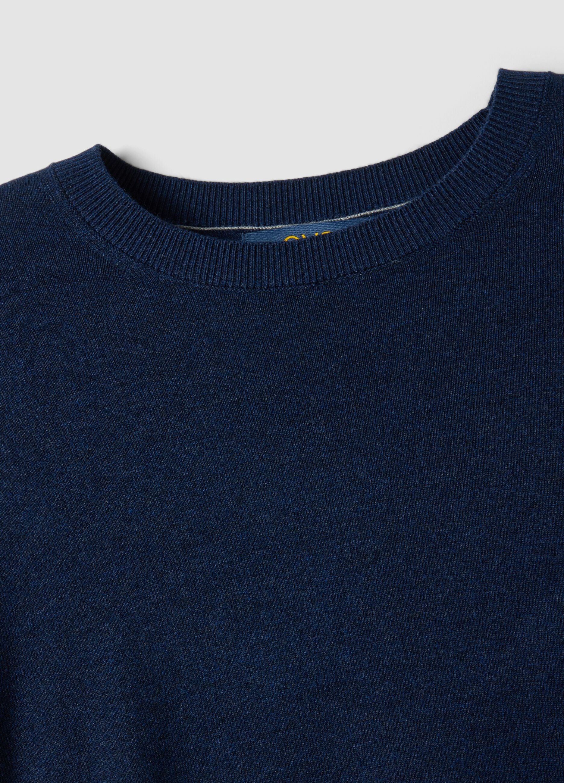 Blue crew-neck jumper in viscose blend, regular fit