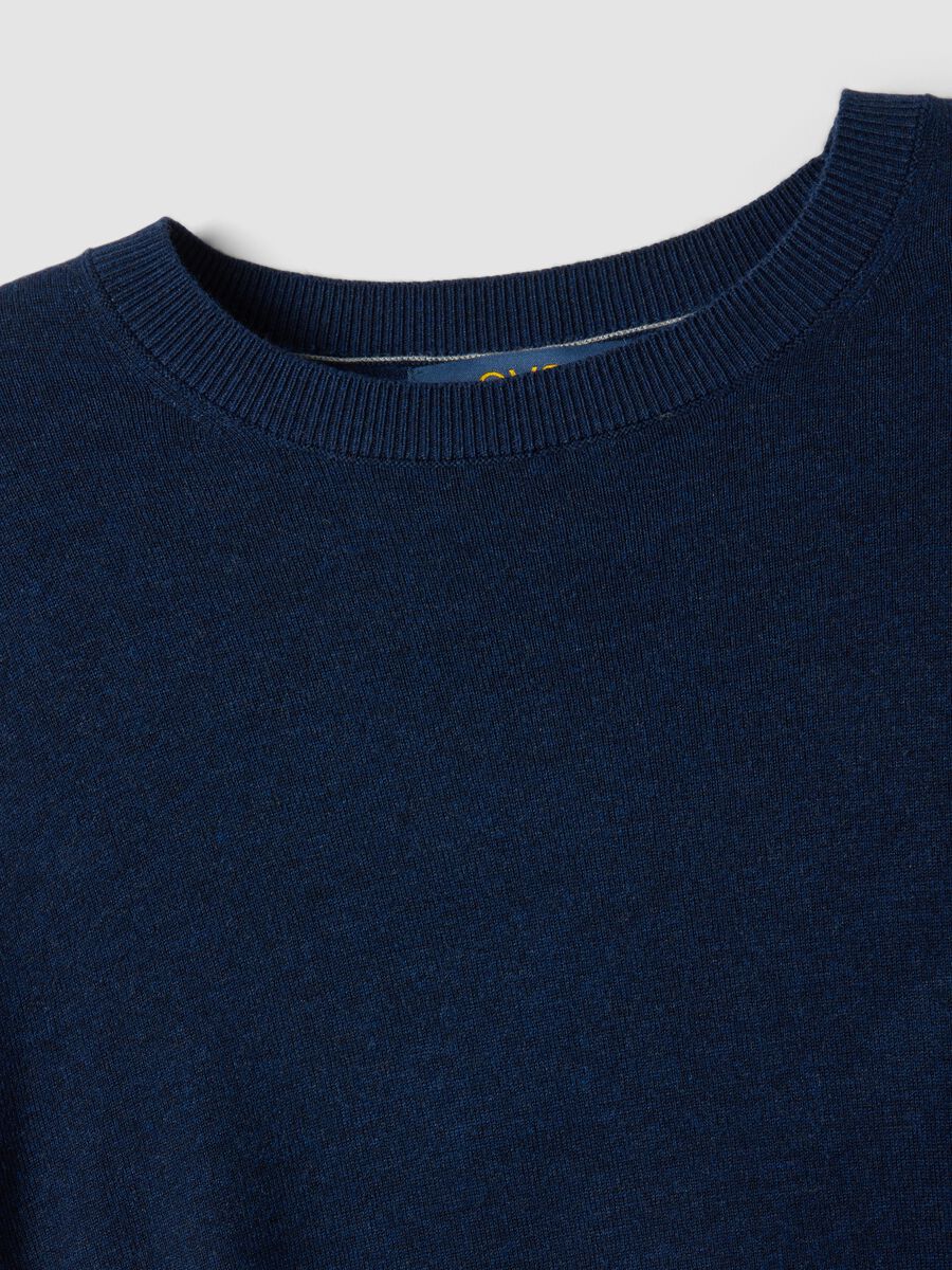 Blue crew-neck jumper in viscose blend, regular fit_1