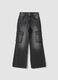 Girls&rsquo; grey cargo jeans in pure cotton, relaxed fit_0