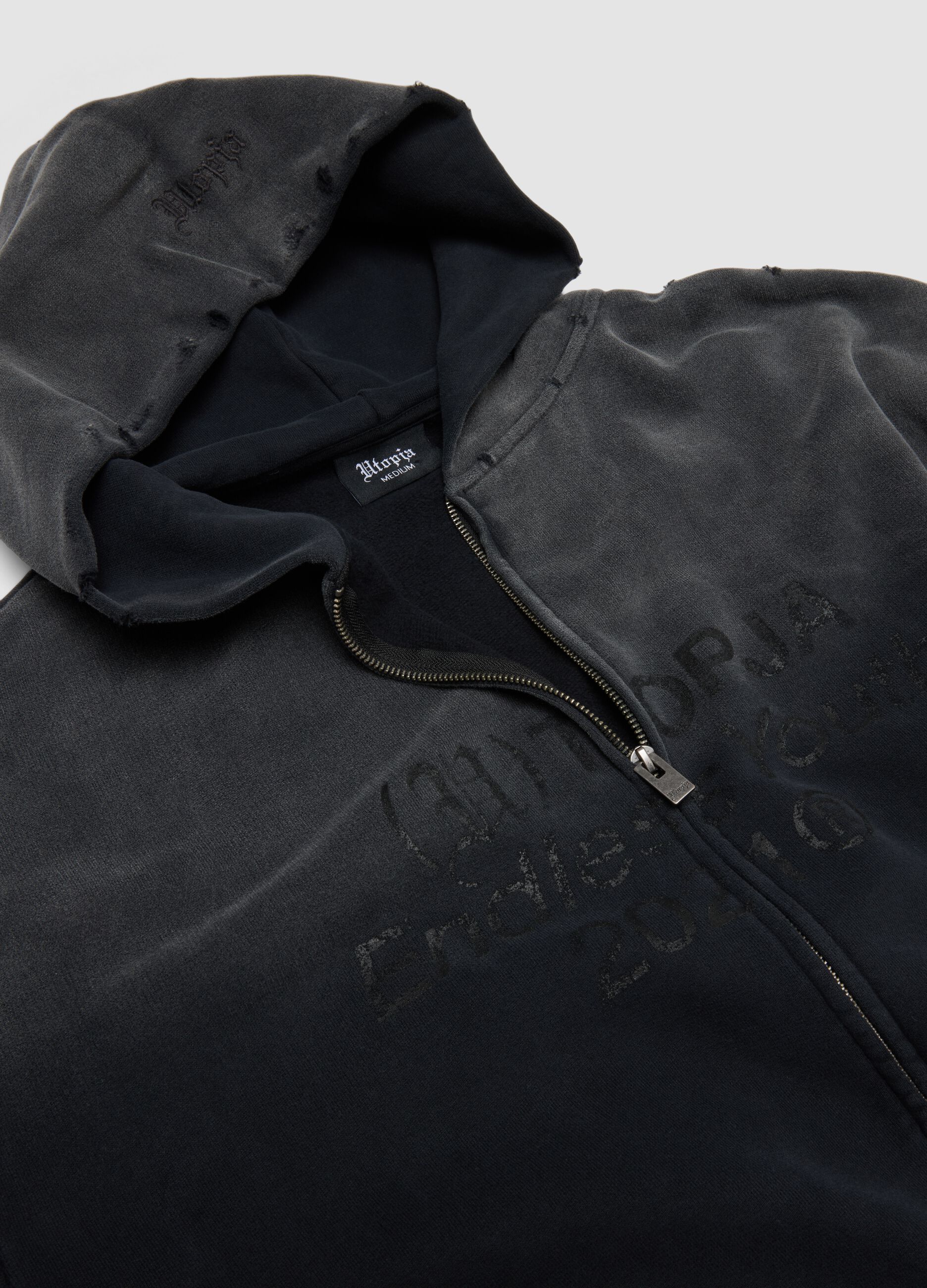 Full-zip Hoodie Sunfaded Black