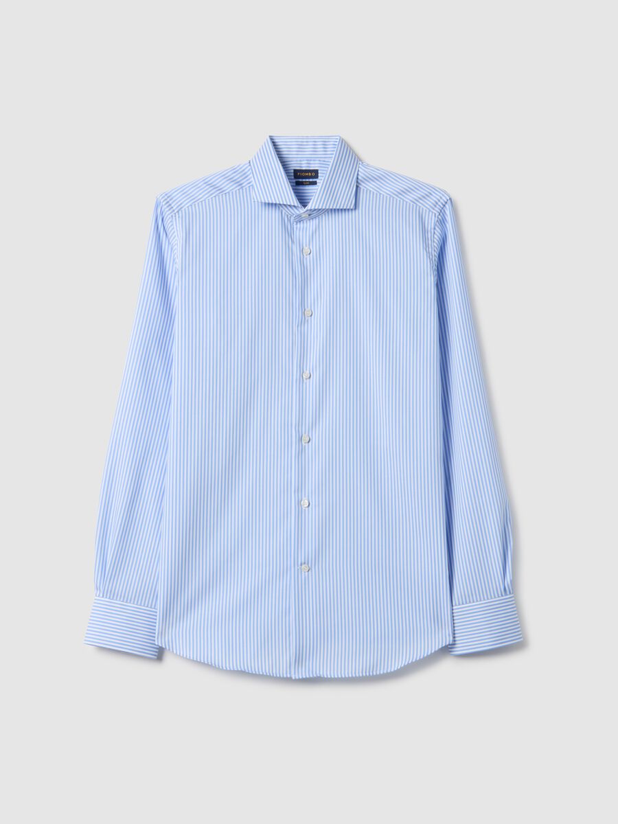 Multicolour striped slim fit pure cotton shirt_4