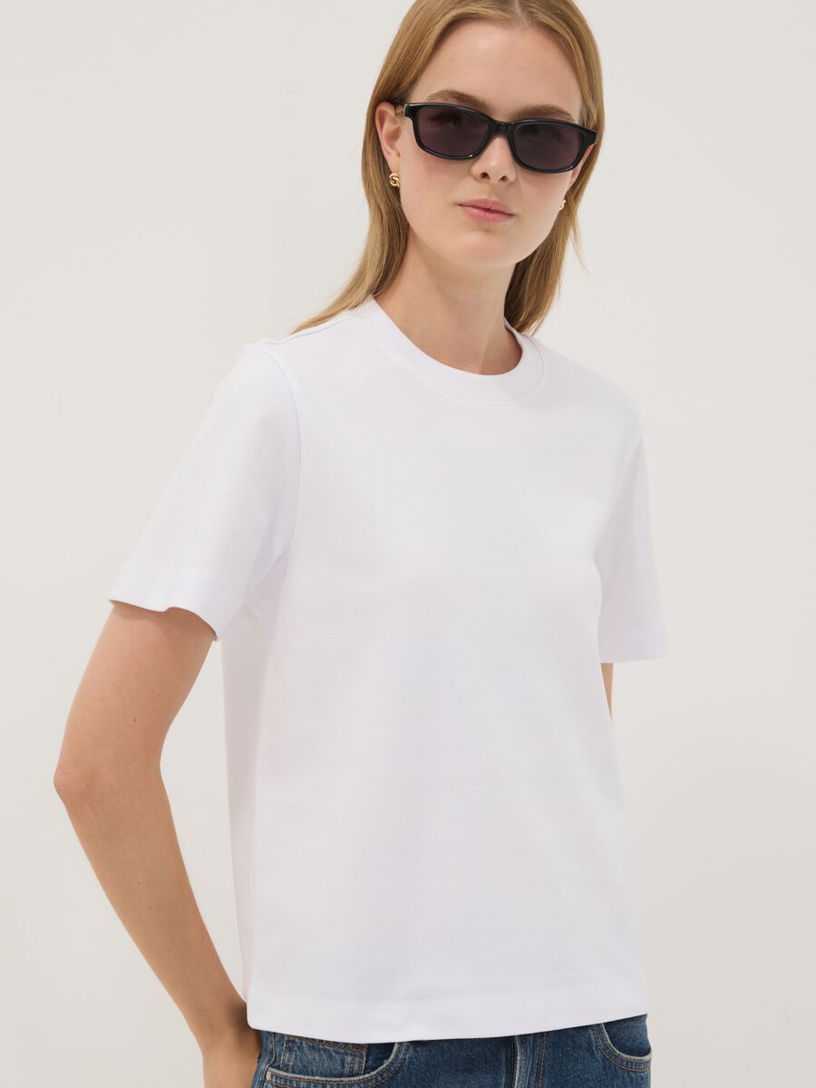 The Iconic Tee relaxed fit white pure cotton short-sleeved T-shirt_0