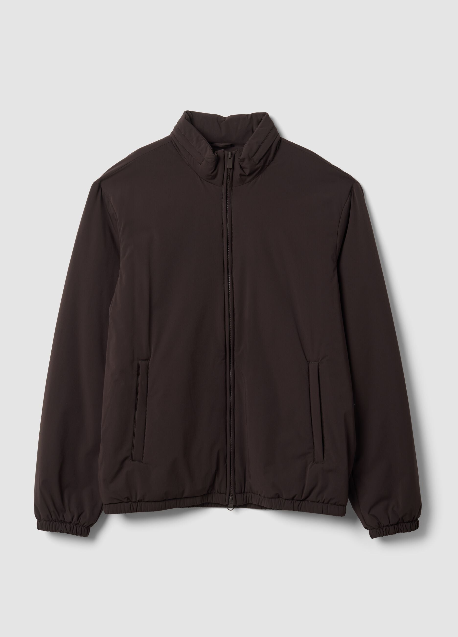 Brown padded stretch-fabric jacket, regular fit
