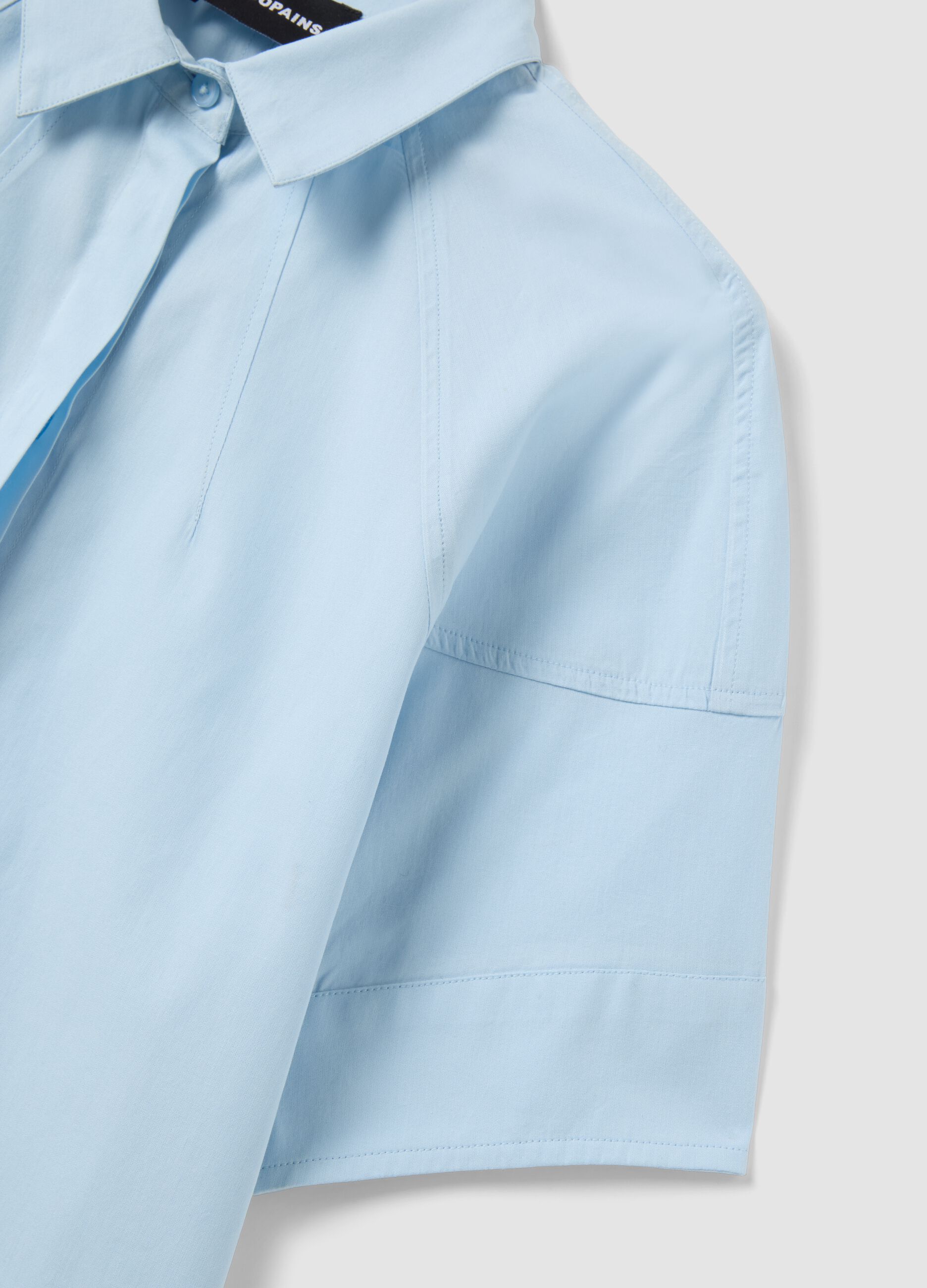Blue short sleeve pure cotton regular fit shirt