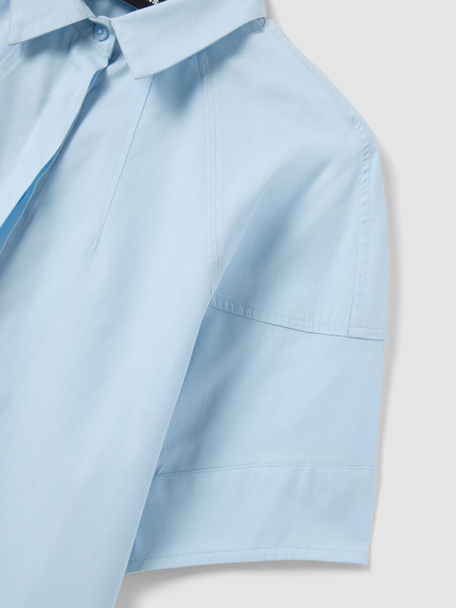 Blue short sleeve pure cotton regular fit shirt_5