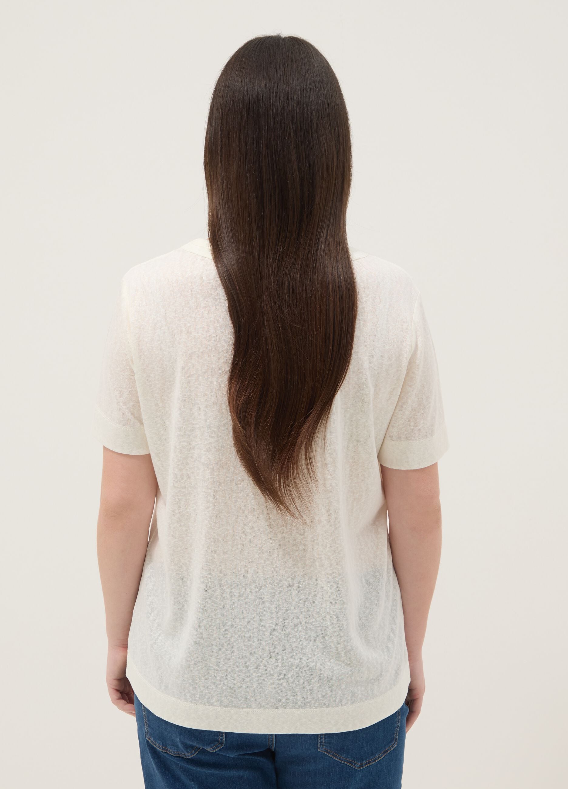 White viscose-blend regular-fit short-sleeve T-shirt