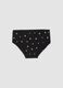 Black stretch organic cotton culotte briefs with floral print_0