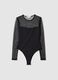 Black slim fit bodysuit with sheer accents_4
