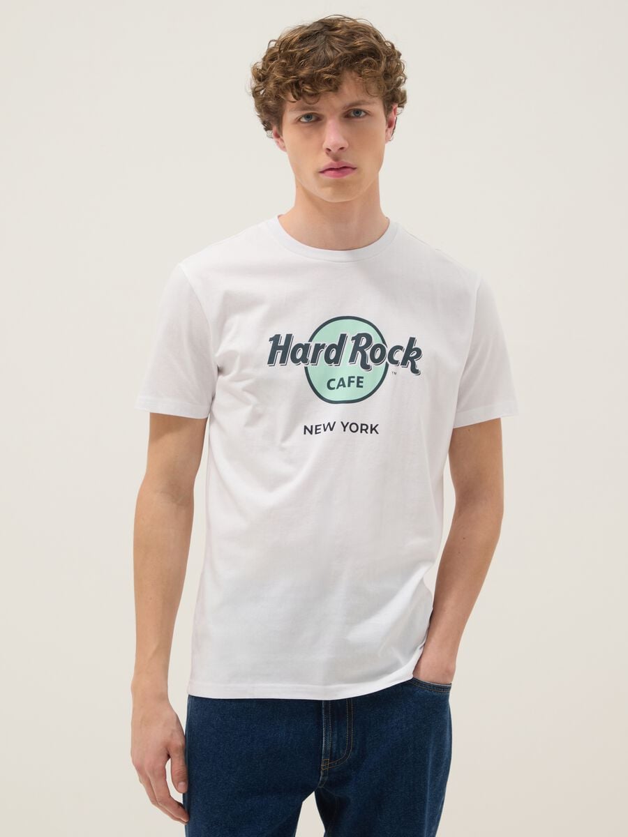 White Hard Rock Cafe logo print T-shirt in pure cotton, regular fit_0