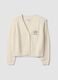 Cardigan beige in misto cotone con scollo profondo a V fitted_4