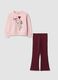 Pink and red pure cotton set with puppy print for girls_0