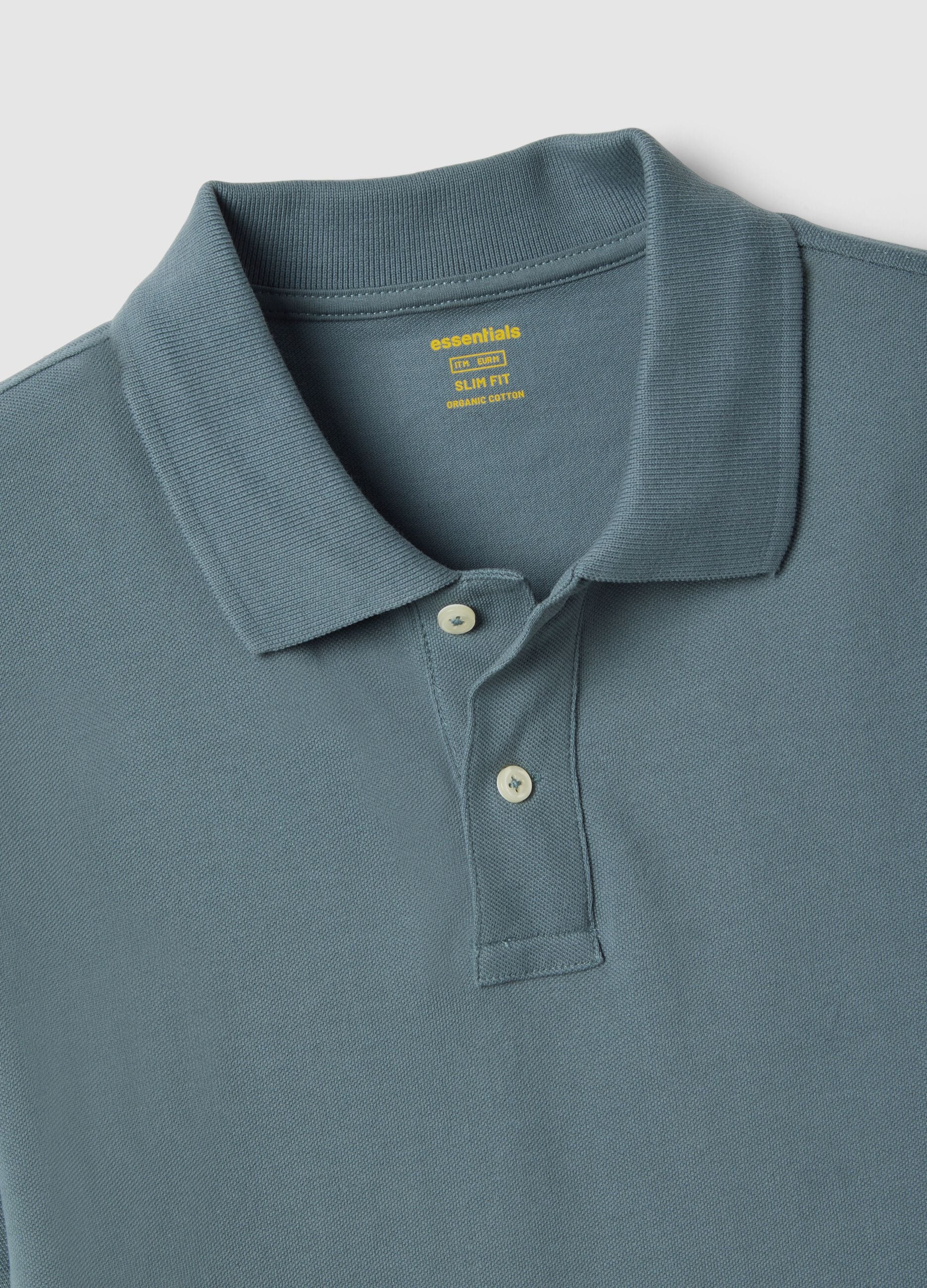 Slim fit grey pure cotton polo