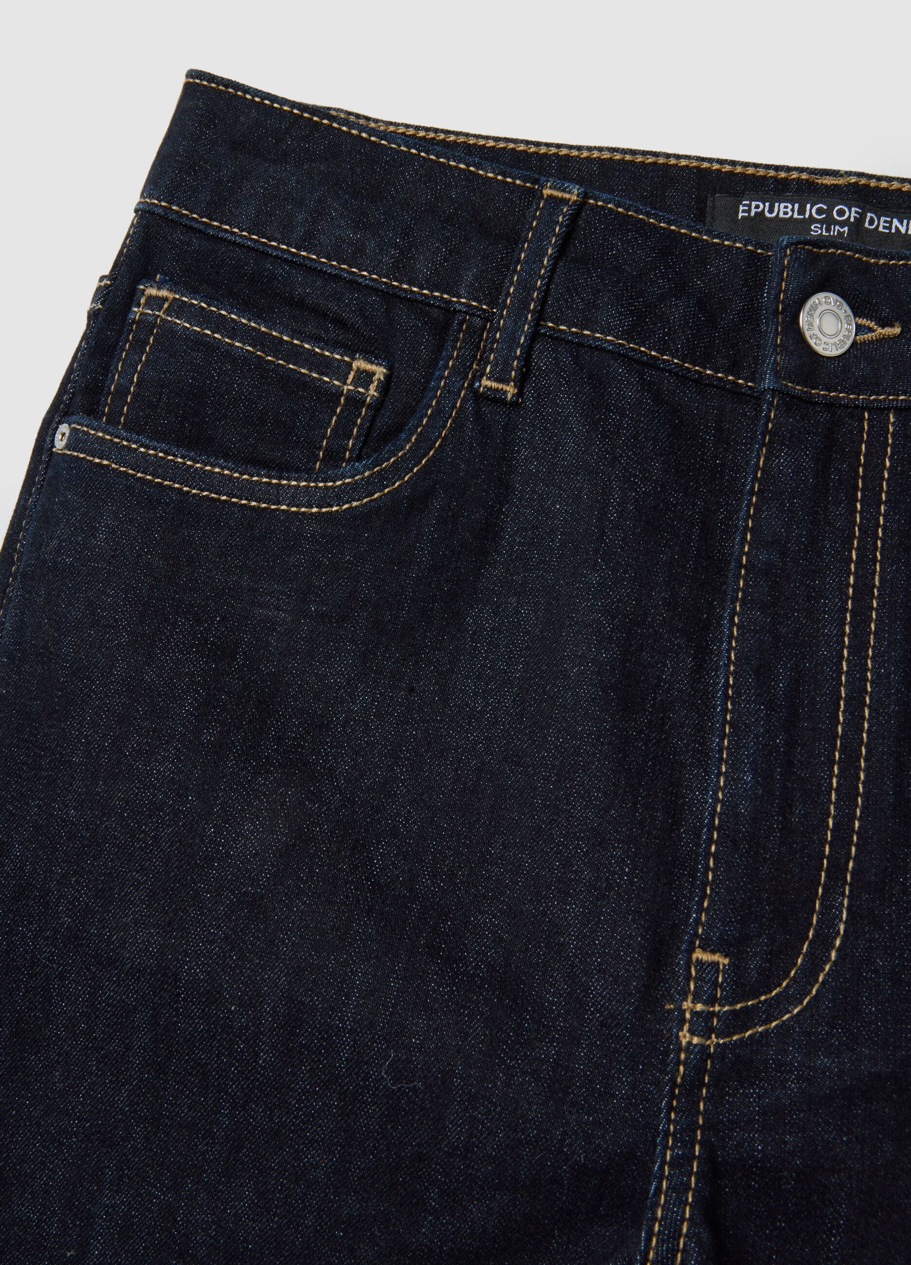 Blue stretch cotton slim fit jeans