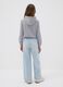 Light blue wide-leg jeans in cotton and viscose blend for girls_1