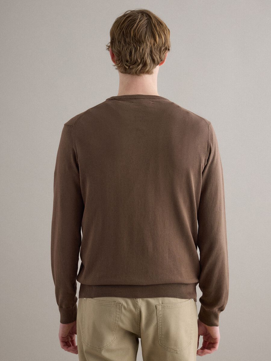 Maglione marrone in puro cotone_4
