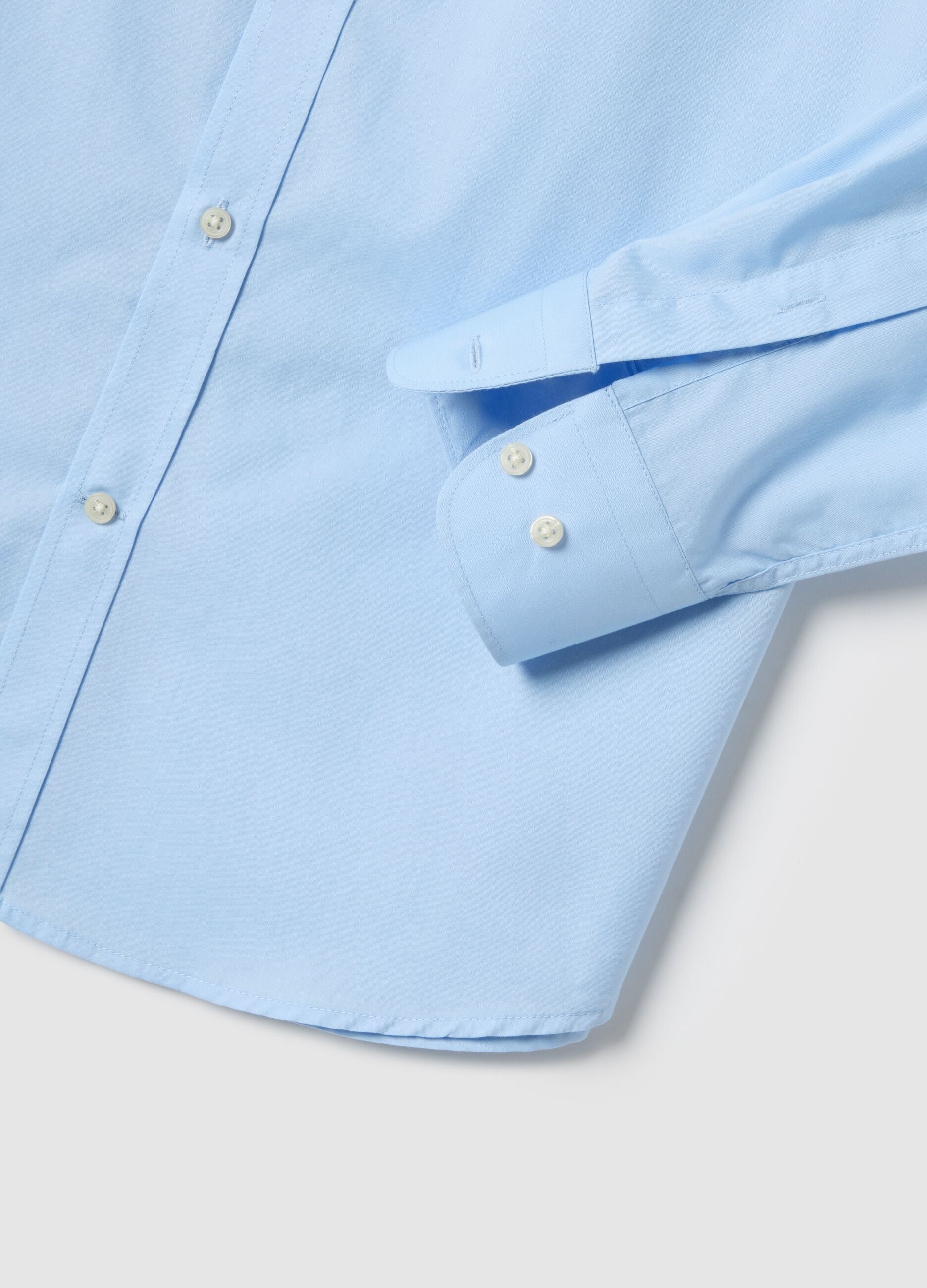 Blue cotton blend regular fit shirt