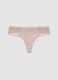 Pink stretch microfibre Brazilian briefs with lace_0