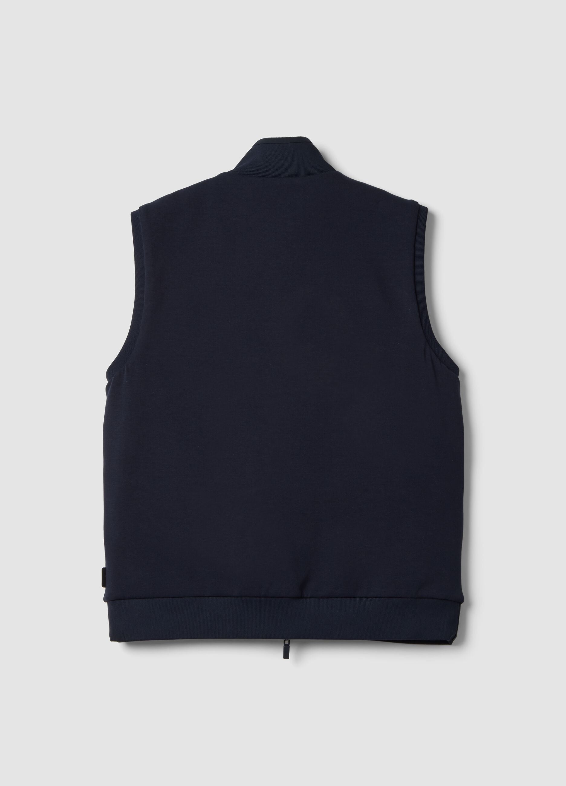 Gilet blu in cotone elasticizzato con colletto regular fit