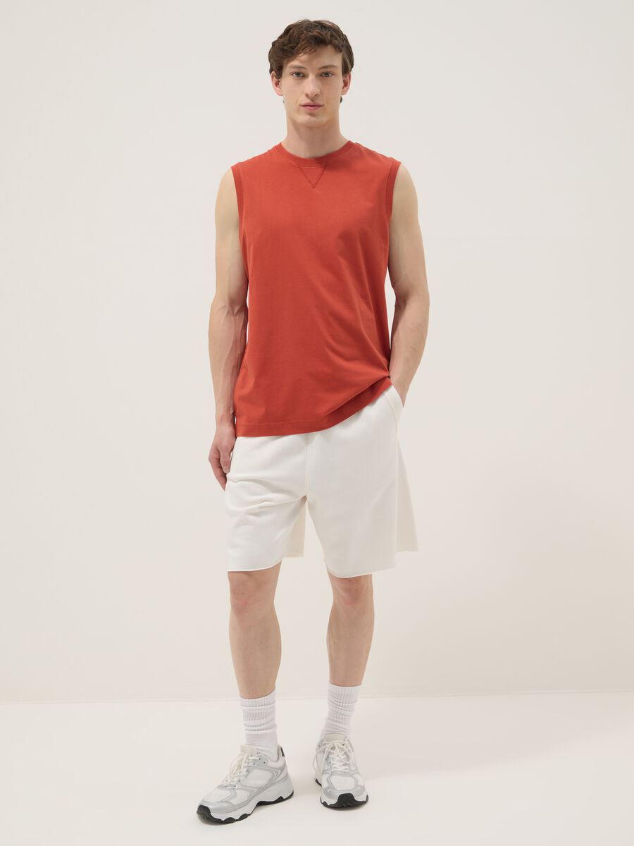 Red crew-neck pure cotton relaxed-fit vest top_2