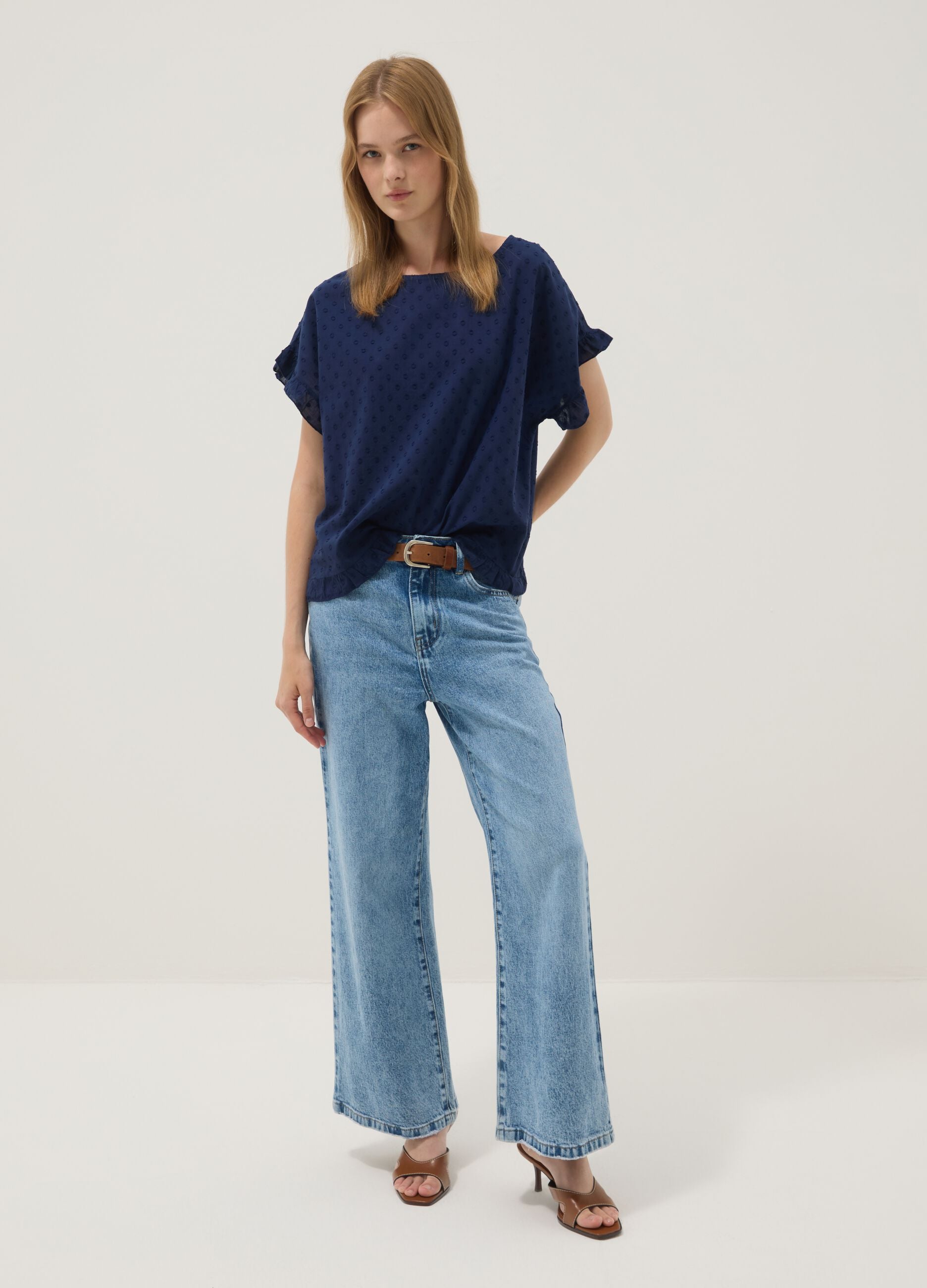 Blue pure cotton blouse
