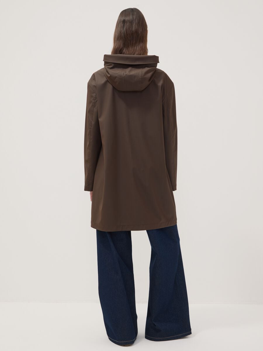 Long brown hooded jacket with zip_3