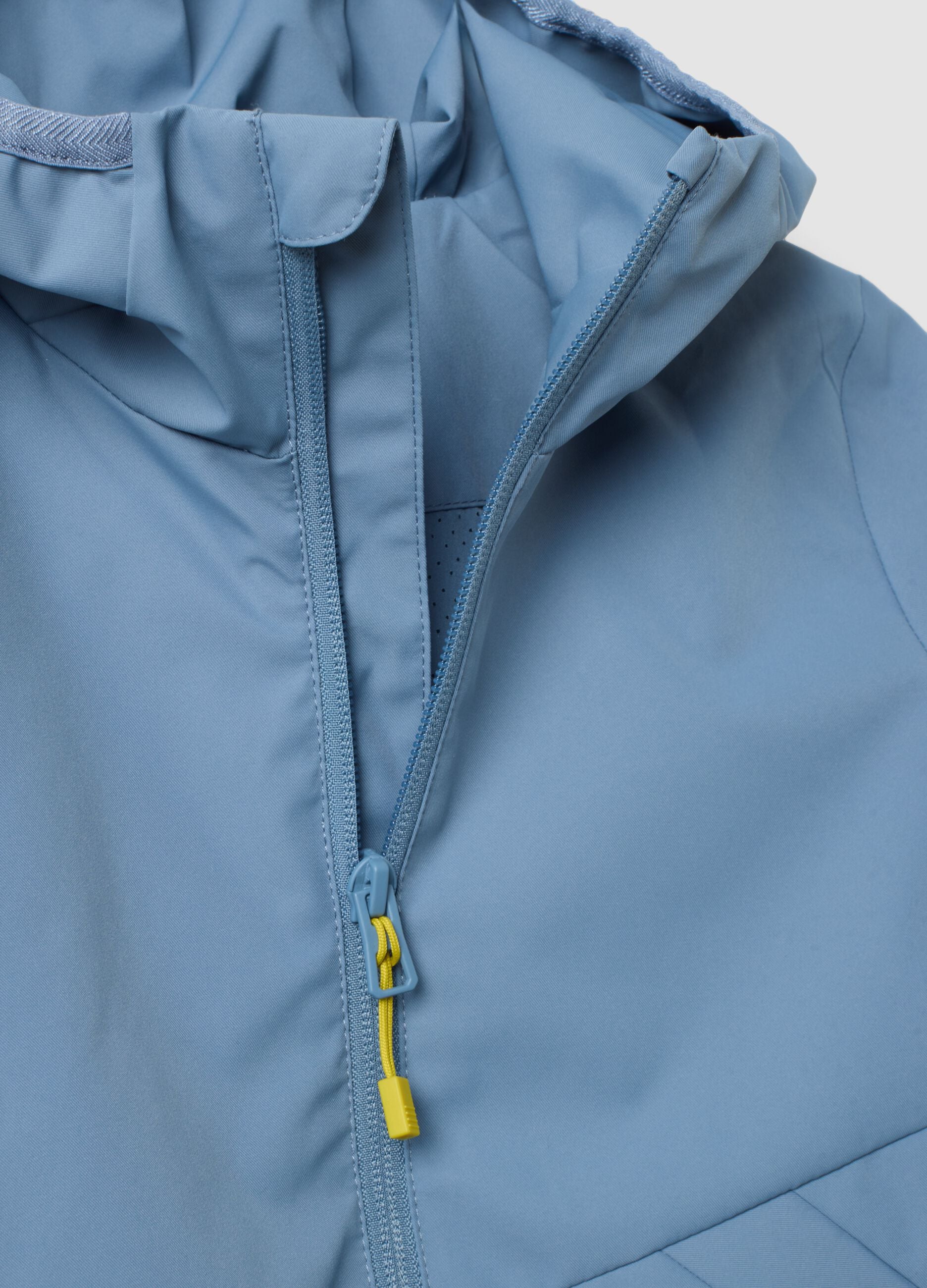 Light blue oversized hooded zip-up jacket for boys