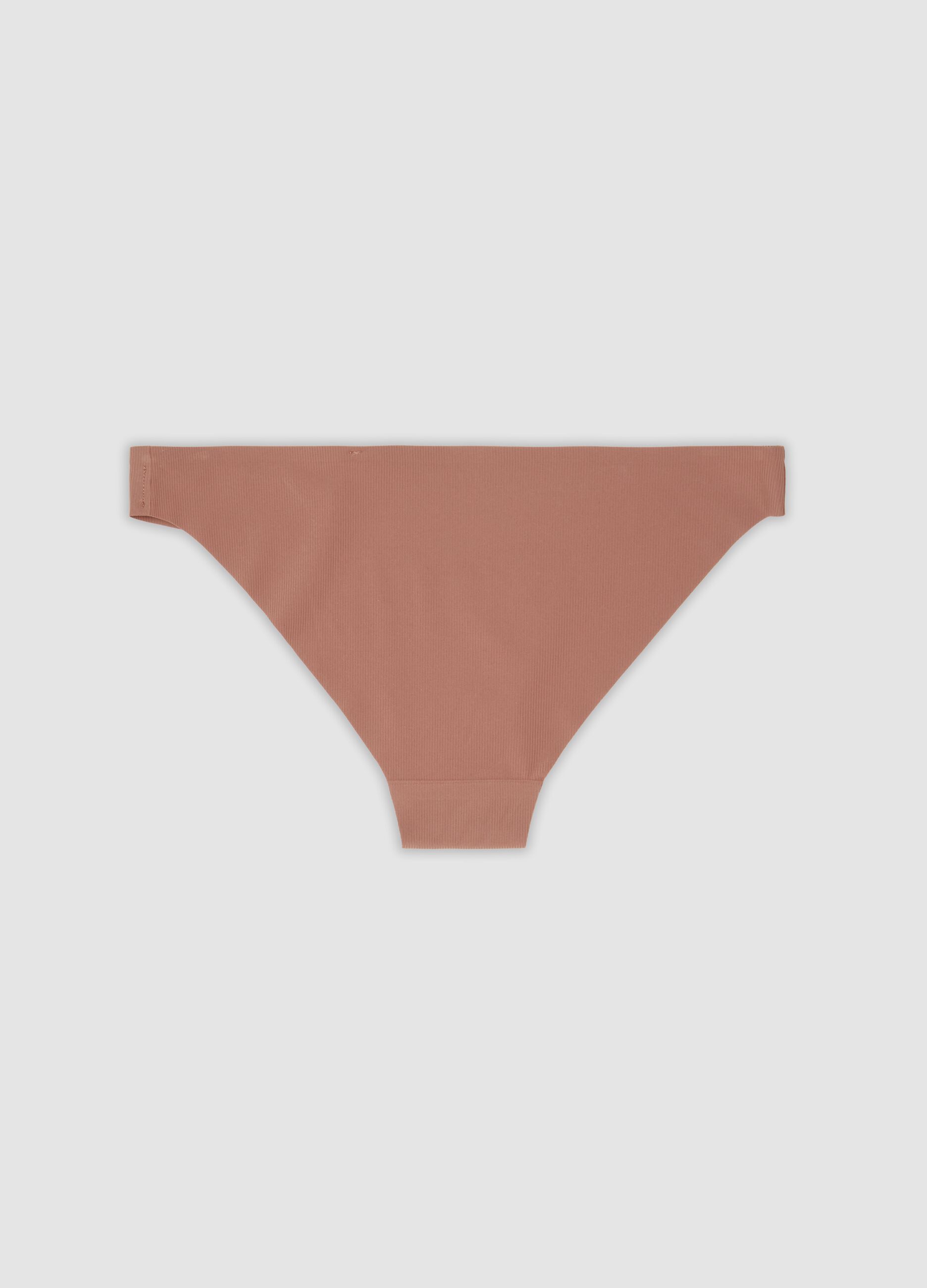 Brown ribbed stretch microfibre briefs