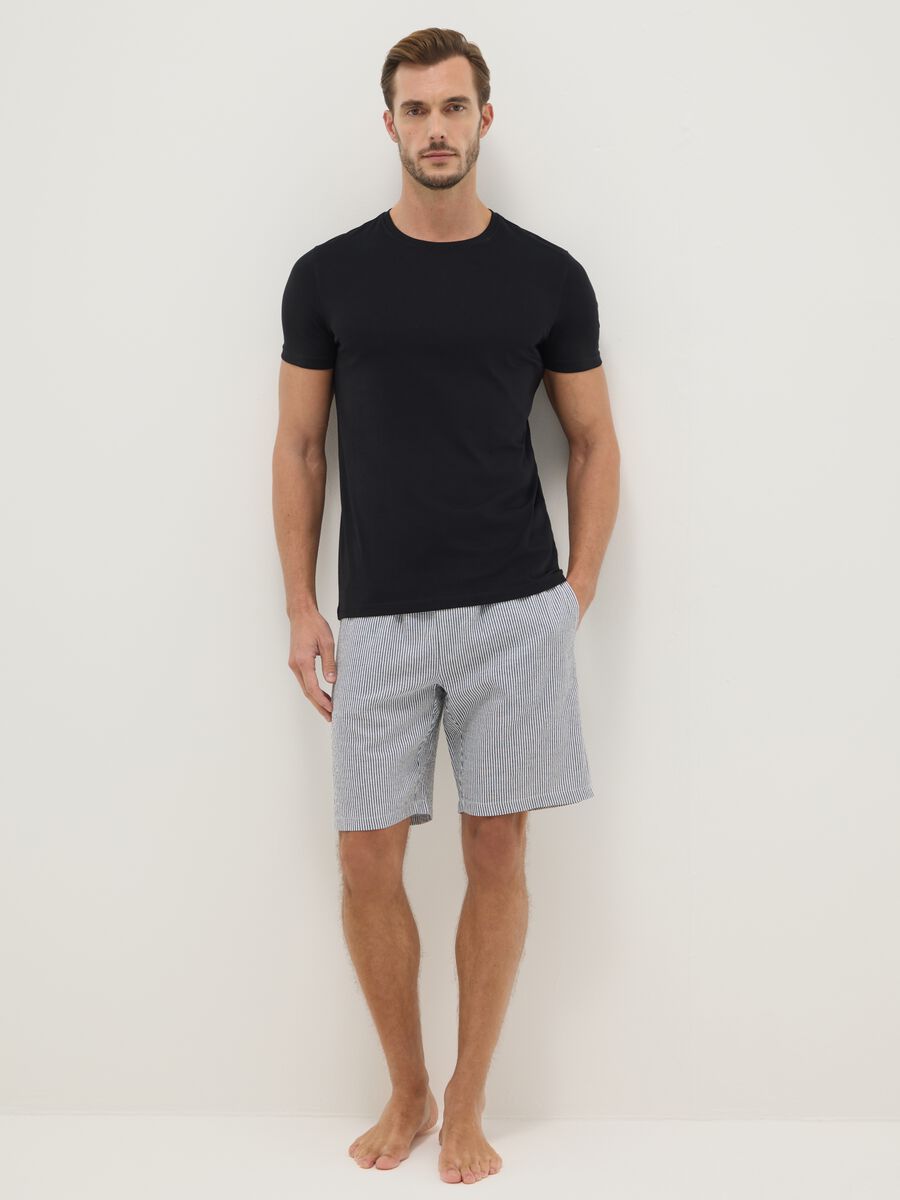 Pure cotton multicoloured striped pyjama shorts, regular fit_0