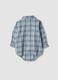 Blue checked pure cotton baby bodysuit with collar_1