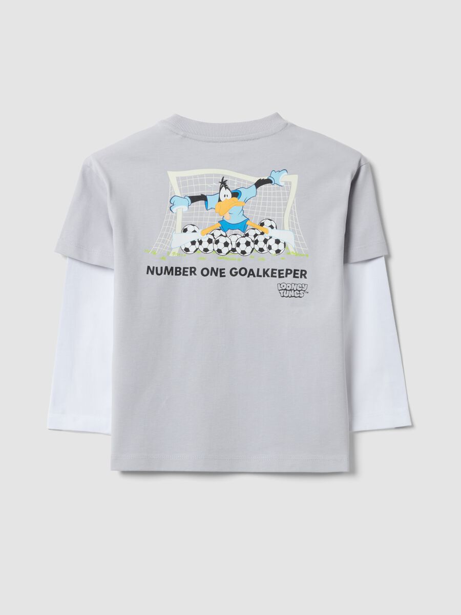 Grey pure cotton long-sleeve Looney Tunes print T-shirt for boys_1