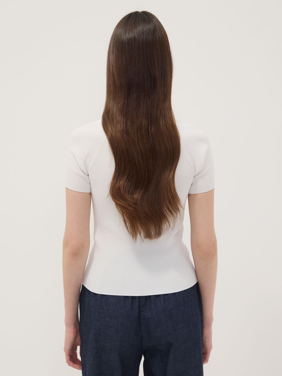 White ribbed fitted viscose-blend knit top_3