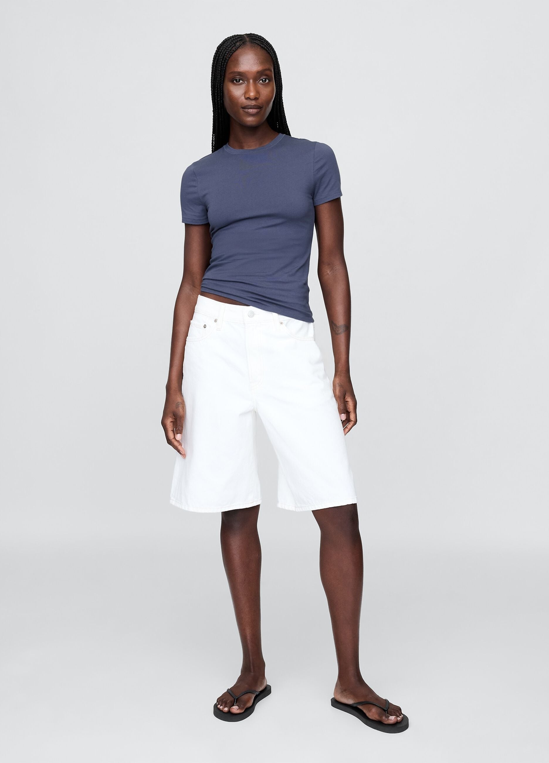 Short-sleeved Blue Stretch T-shirt