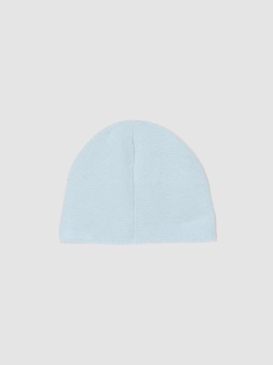 Light blue organic cotton knitted baby hat_1