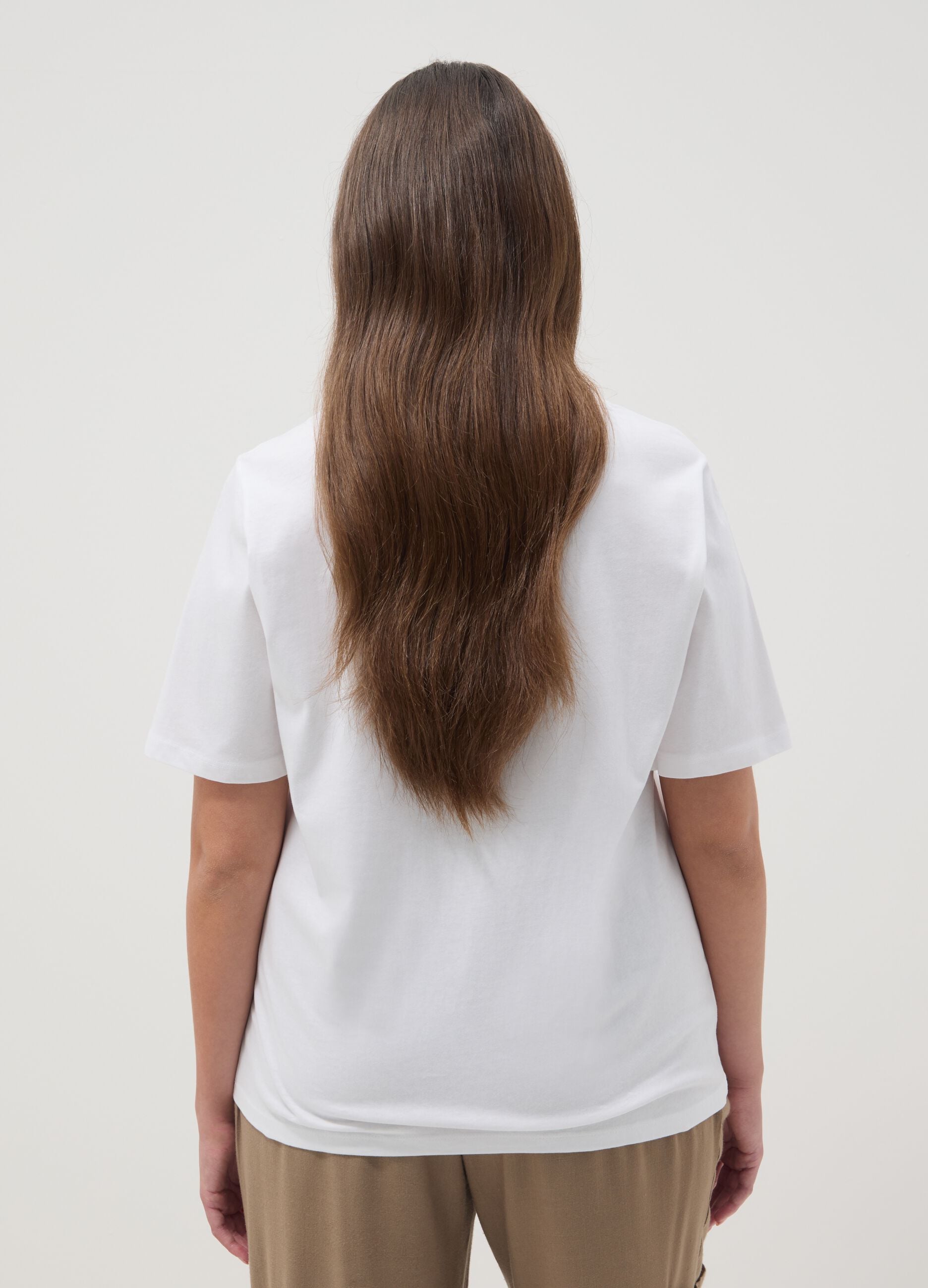 White pure cotton regular fit T-shirt with print