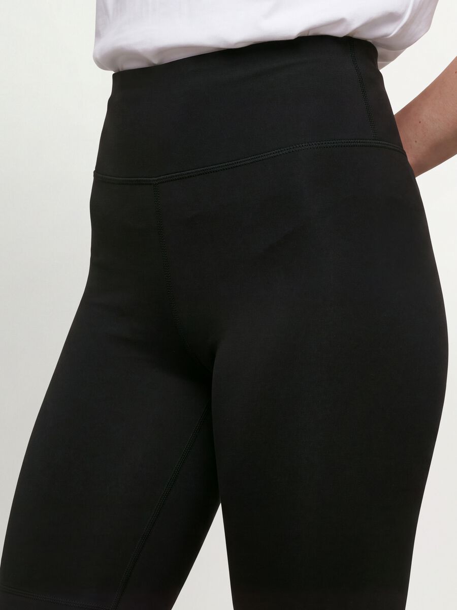 Black stretch cotton slim-fit leggings_3