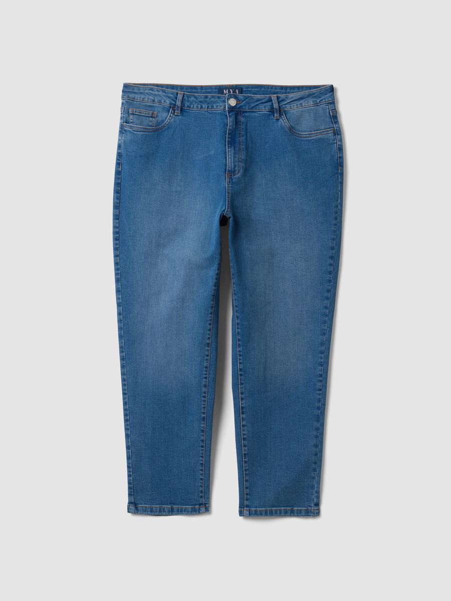 Blue denim slim-fit stretch cotton jeans_0