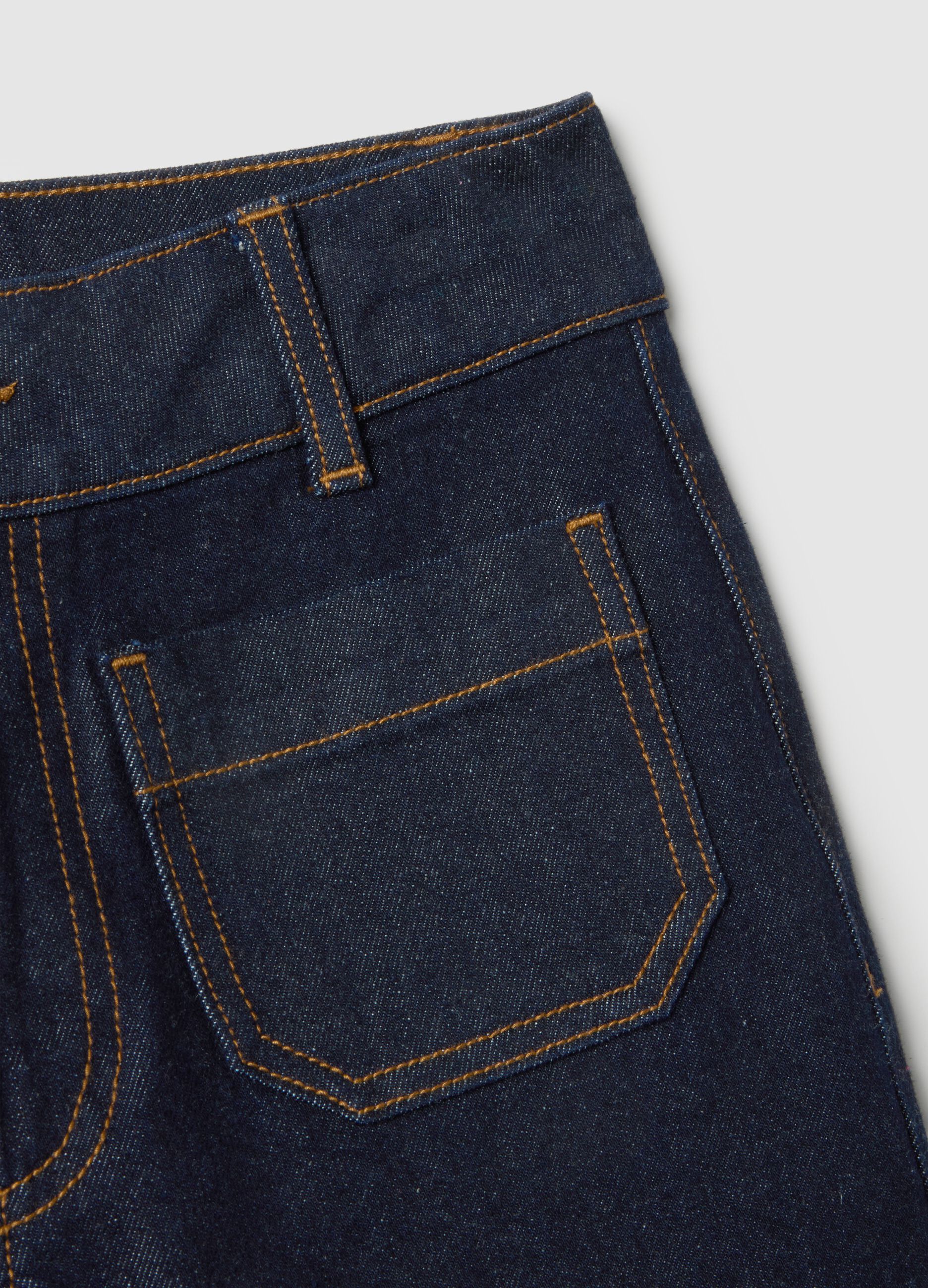Wide-leg blue denim cotton jeans