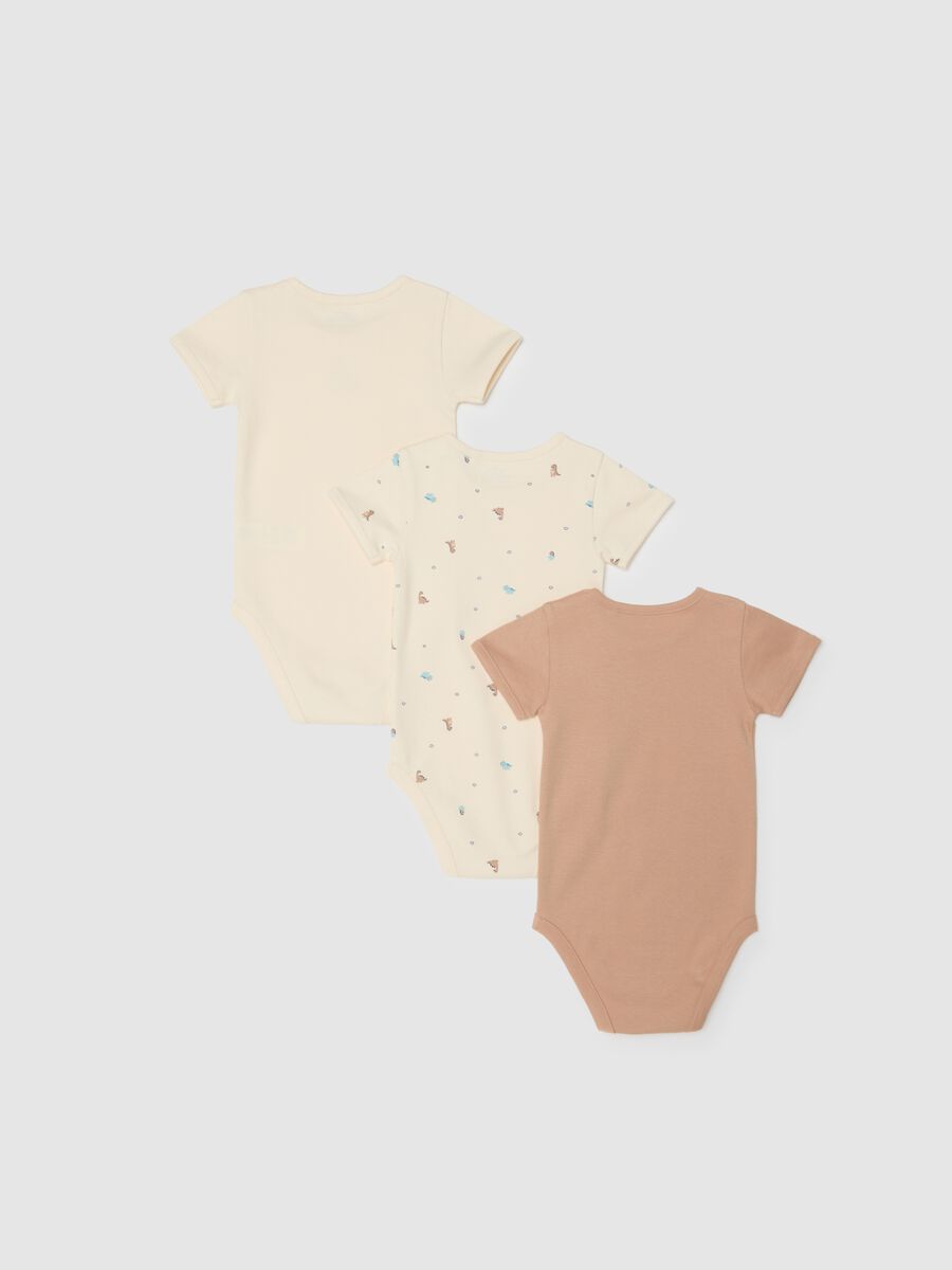 Tripack body a maniche corte multicolor da neonato in puro cotone_1