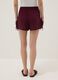 Burgundy viscose-linen blend shorts with elasticated waistband, regular fit_2