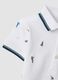 White stretch cotton polo with all-over boat print for boys, regular fit_2
