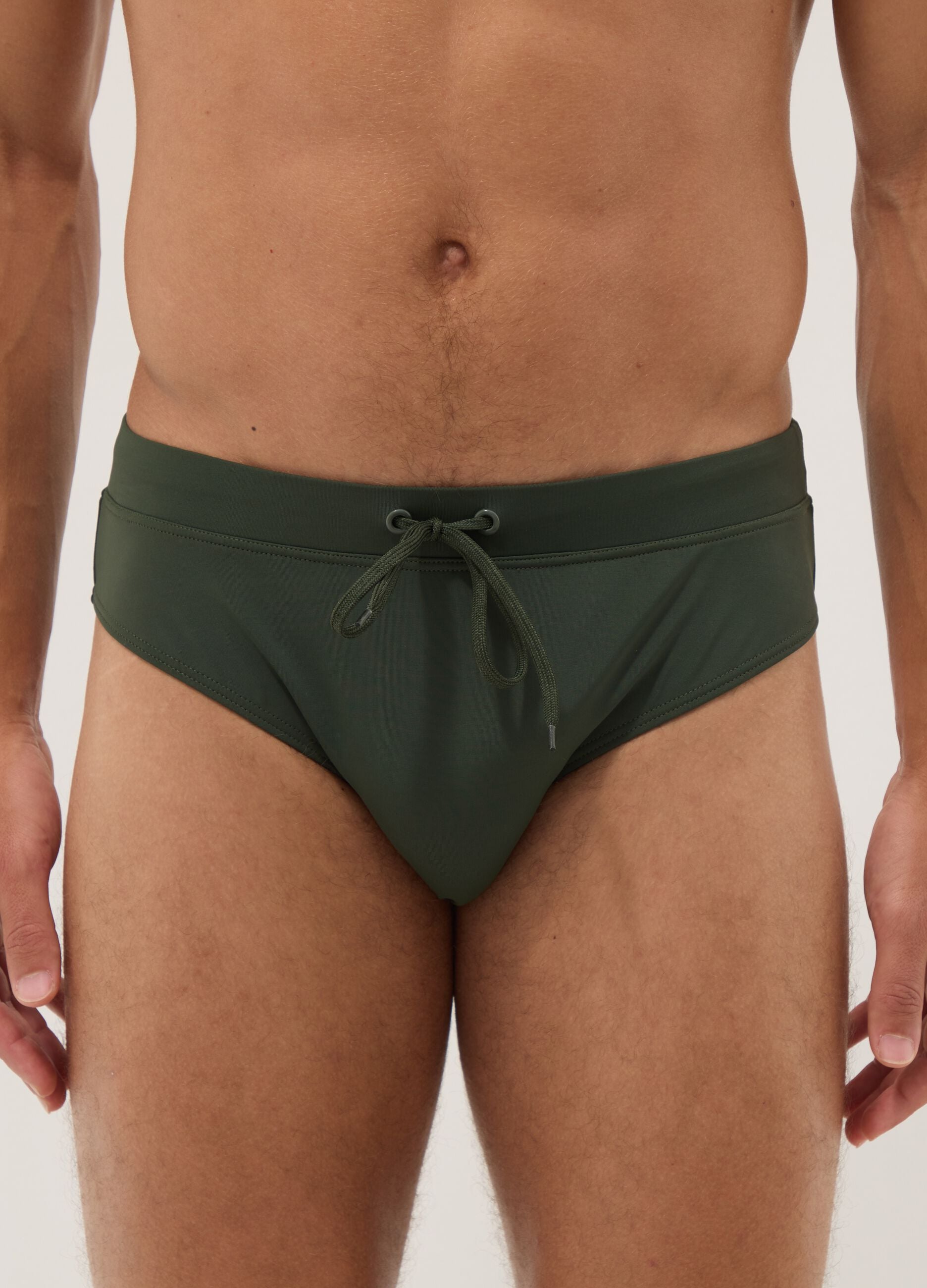 Green stretch fabric swim briefs