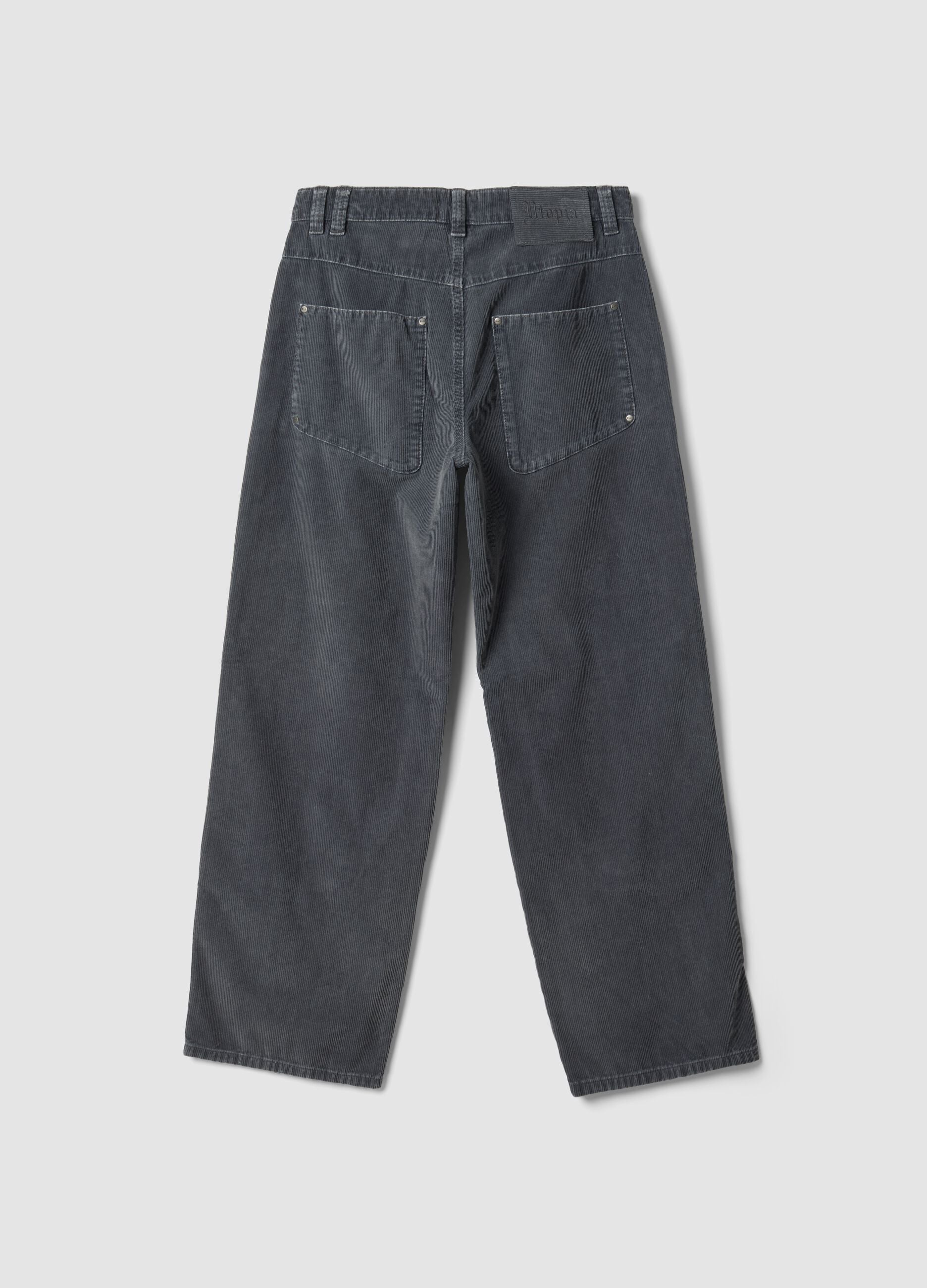 Corduroy Carpernter Pants Washed Grey
