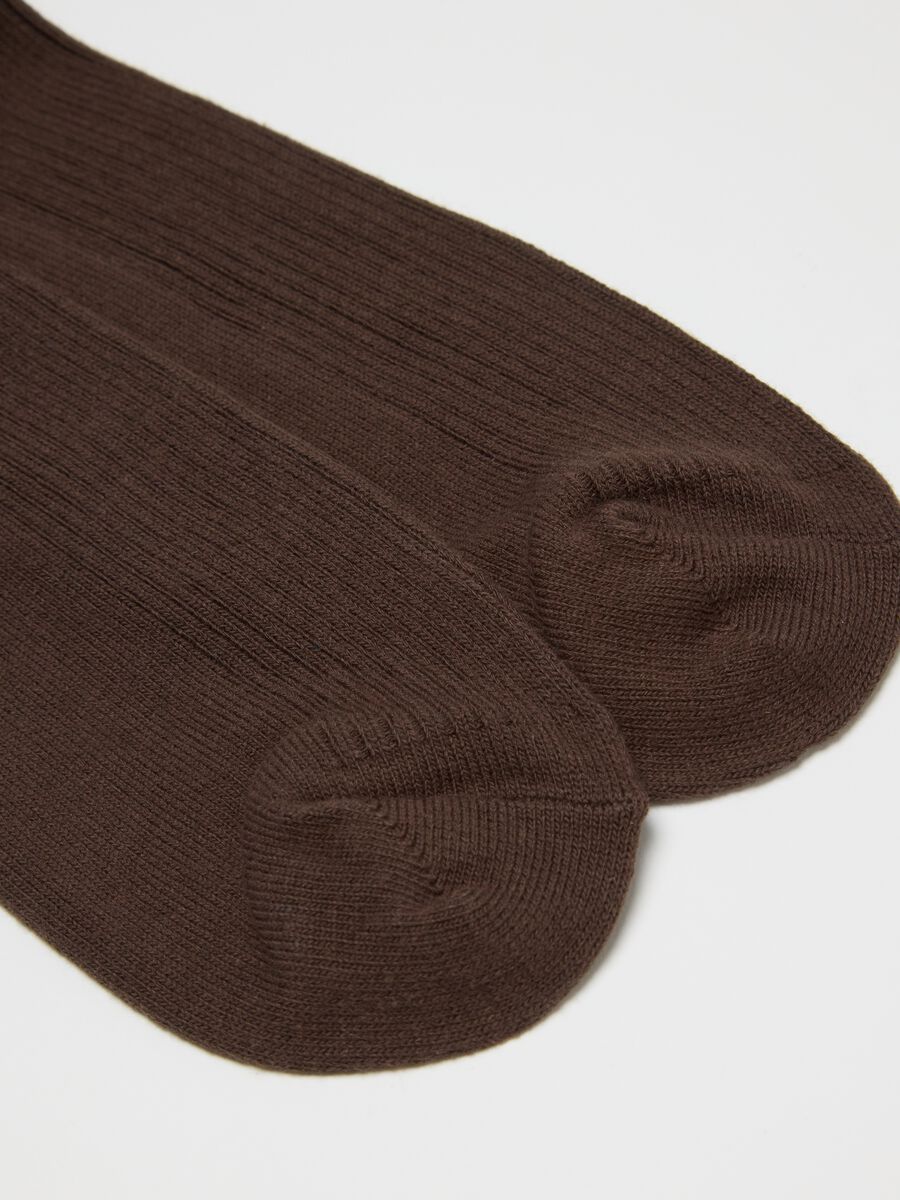 Brown midi socks in cotton blend_2