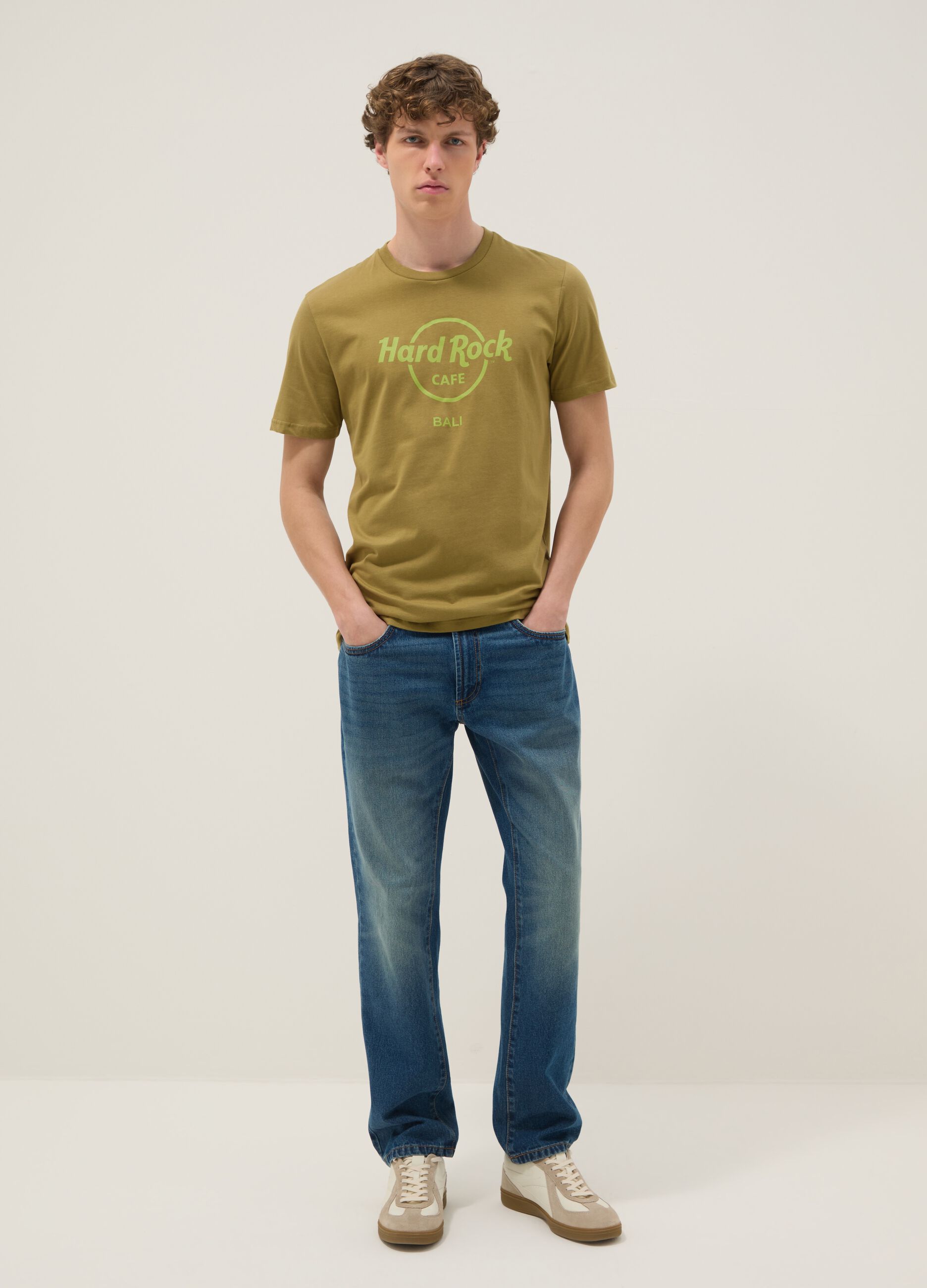 Green Hard Rock Cafe cotton T-shirt, regular fit