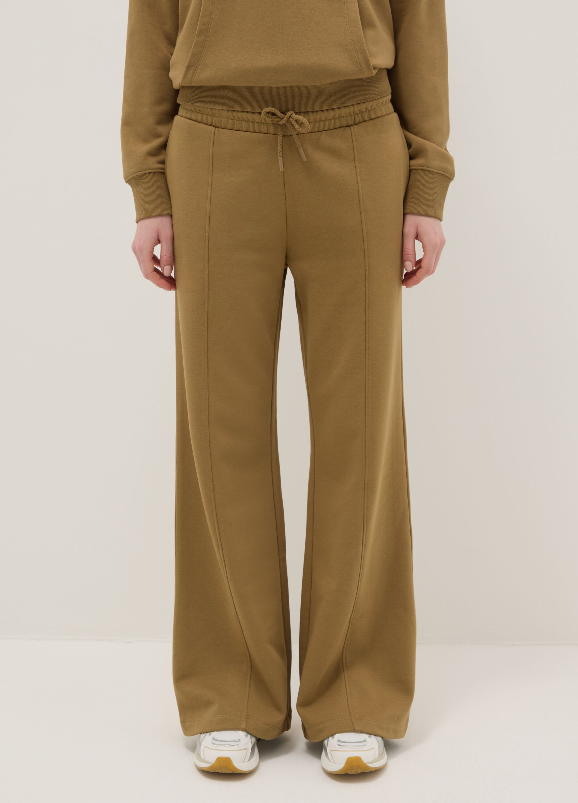 Brown cotton blend regular fit jogger trousers
