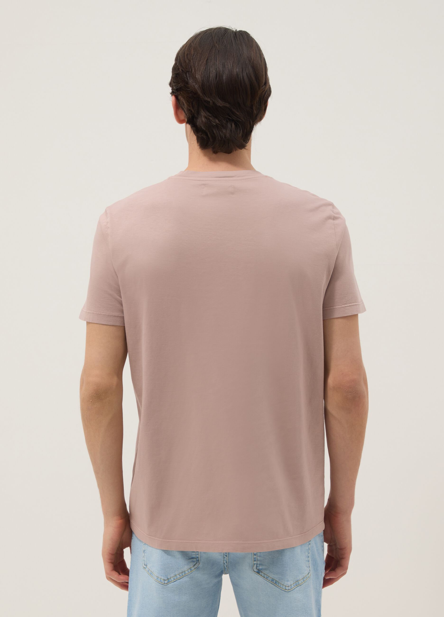 Pink pure cotton short-sleeve regular-fit T-shirt