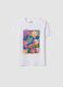 White pure cotton T-shirt with floral print_4